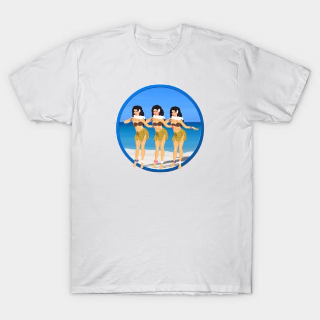 Hulas on Beach T-Shirt by PauHanaDesign